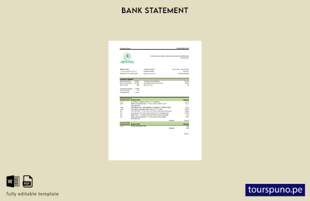 listo para imprimir plantilla de Excel de extracto bancario de Mauritania Chingu